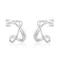 wholesale S925 Sterling Silver Minimalist Cross Line Earrings for Women, Versatile Plain Silver Earrings, Physical Store Order Style-0-5