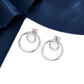 wholesale S925 Sterling Silver Double-Layer Round Two-Way Geometric Earrings, Gentle and Elegant Minimalist Hoop with a Premium Feel-0-3