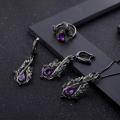 wholesale 925 Silver Italian Craftsmanship High-End Dark Gothic Vintage Earrings with Natural Amethyst-0-2