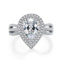 wholesale S925 Sterling Silver New Simulated High Carbon Diamond Luxury Halo Pear 7*10mm Teardrop Ring-0-5
