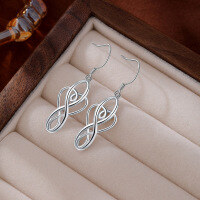 wholesale 925 Sterling Silver European and American Fashion Vintage Celtic Knot Earrings for Women, Amazon Wish Best-Selling Twisted Knot Earring Ear Accessories-Platinum 925 silver