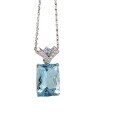 wholesale S925 Sterling Silver Blue Pendant Light Luxury Niche Collarbone Chain New Design Aquamarine Necklace-0-4