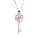 wholesale S925 silver cross-border new style diamond zirconia creative and unique key pendant necklace, Korean fashion women's collarbone chain-0-4