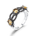 wholesale S925 Silver luxurious and sophisticated designer natural citrine ring, Prosperity Series, set with natural colored gemstones-0-4