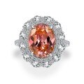 wholesale S925 Silver Poetry Jewelry Sunset Orange Pink 10ct Oval 10*13 High Carbon Diamond Ring Women New Collection-0-5