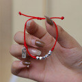 wholesale S925 Sterling Silver Zodiac Year "A Few Taels of Silver" Couple Red String Bracelet for Men and Women, Versatile for Wealth and Fortune Braided Rope Bracelet-0-2