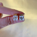 wholesale S925 Silver New 8*8mm Princess Cut High Carbon Diamond Stud Earrings Fashion Women's。-0-3