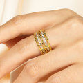 Metal Multi-Row Zirconia Ring, Women's Fashion Starry Wholesale Live Stream-0-2