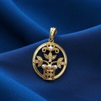 wholesale 925 Silver Gold-Plated 3D Floral Basket Pendant with Natural Freshwater Pearl, Dunli Jewelry New Necklace Collarbone Chain-3D Flower Basket Pendant 925 Silver