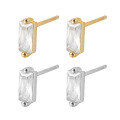 wholesale 925 Sterling Silver Minimalist Rectangular Stone-Studded Earrings, Ins Niche Luxury High-End Sense Color Zircon Earrings-0-4