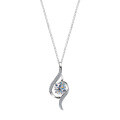 Sterling Silver Geometric Moissanite Pendant Necklace with Diamond Accents-0-3
