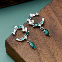 wholesale 925 Silver Small Fresh Floral Cluster Earrings, High-end Versatile Women's Earrings, Elegant New Chinese-style Earrings Wholesale-Platinum>925 silver