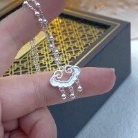 wholesale  999 Silver Maker's Auspicious Cloud Peace Lock Necklace for Women, Fashionable and Minimalist, Niche National Trend Design, High-End Sense Longevity Lock-Pure Silver Ruyi Peace Lock Chain Pure Silver