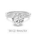wholesale S925 Sterling Silver Cross-Border Women's Simple Heart-Shaped Solitaire Zircon Ring 03 Carat - 4 Carat Love Main Stone-0-11