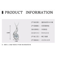 S925 Sterling Silver D Color Moissanite Teardrop Pendant Necklace-Elegant Line Pendant [White Gold]  925 Silver