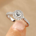 Metal Alloy Light Luxury Round Diamond Ring with Micro-Set 5A Zircon-0-0