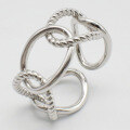 wholesale S925 Sterling Silver Circular Geometric Interlocking Ring, Fashionable, Unique, Trendy, Versatile, Adjustable Open Ring-0-1