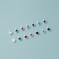 wholesale S925 Sterling Silver Fresh and Sweet Star Heart-shaped Five-pointed Star Love Colorful Diamond Edge Single Pendant Y01880-S925 Silver Single Heart Pendant>Black Diamond