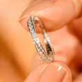 Sterling Silver Moissanite Mobius Ring with Pavé Diamonds-0-4