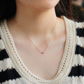 wholesale 10K Gold Minimalist Versatile Natural Rubellite Mini Heart Necklace for Layering Japanese Light Jewelry-0-3