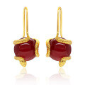 wholesale S925 Silver Snake-shaped Ear Hook with Natural Red Agate Inlay, Retro Design Advanced Banquet Ear Climber for Women-0-0