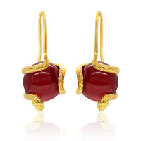 wholesale S925 Silver Snake-shaped Ear Hook with Natural Red Agate Inlay, Retro Design Advanced Banquet Ear Climber for Women-gold