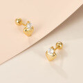 wholesale 925 Sterling Silver Minimalist Zircon Heart Stud Earrings, Wholesale New Simple Ins Ear Studs-0-1