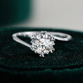 S925 Silver Moissanite Ring, Snowflake Twist Shank, Six-Prong Crown Setting, Factory Dropshipping-0-4