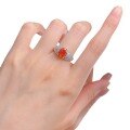 wholesale S925 Silver 7x9mm Oval Sunset Orange High-Carbon Diamond Ring Simulated Diamond Ring Women's-0-4