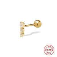 wholesale S925 Sterling Silver Geometric Diamond-Inlaid Dense Stud Ear Bone Piercing Screw Thread Ins Style-Single gold-style 5