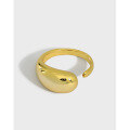 wholesale S925 Sterling Silver 496 Korean Version Ins Minimalist Drop-shaped Smooth Open Ring for Women-0-0