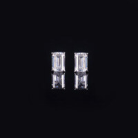 wholesale 9/10/14/18K Gold, Platinum Four-Prong 08 Carat Moissanite Stud Earrings with Emerald Cut, Minimalist Style-9k gold inlaid moissanite earrings