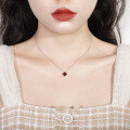 wholesale Fashionable and minimalist S925 silver alloy natural garnet heart pendant necklace-0-1