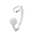 wholesale S925 Sterling Silver Geometric Rope Buckle Brushed Satin Finish Ins Minimalist Style Design Open Adjustable Ring for Women-0-4