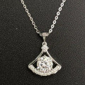 Sterling Silver Small Skirt Necklace with Blue and Purple Moissanite Fan Pendant-0-4