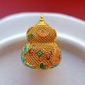 wholesale S925 pure silver antique gold fine craftsmanship enamel Pi Xiu gourd pendant filigree openwork necklace pendant, Chinese trendy new Chinese style-0-3