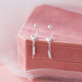 wholesale S925 Sterling Silver Fresh and Sweet Ins Style Niche Design Heart-shaped Tassel Threaded Ear Hook M06453-0-2