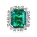 wholesale 925 Sterling Silver TikTok Viral Paraiba Ring Earring Necklace Set with Emerald Zirconia High-end Jewelry-0-12
