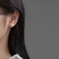 wholesale S925 silver gradient resin synthetic pearl petal earrings for women, elegant and minimalist style, M02110-0-0