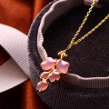 wholesale S925 silver Japanese-style luxury jewelry pink enamel petal pendant, Spring Floral Series necklace-0-1