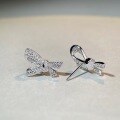 wholesale S925 Sterling Silver Bow Stud Earrings, Korean and Japanese Fresh Sweet Ins Style, Non-Fading, Full Diamond Zirconia Earrings for Women-0-2