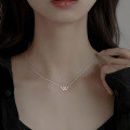 wholesale 925 Sterling Silver W Letter Necklace New Women's Xiao Zhan Same Style Bo Jun Yi Xiao Collarbone Chain Double V Neck Chain-0-1