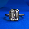 wholesale 925 Sterling Silver 7*9 Rectangular Asscher-Cut Black Gray Zircon Ring Vintage Minimalist Band-0-5