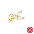 wholesale S925 Sterling Silver Marquise Geometric Ear Cartilage Stud with Diamond, Threaded Flat Top, and Fringe Tassel-0-10