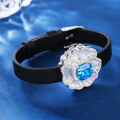 wholesale 925 Silver Icy Cut Blue Zircon Enzela Flower Bracelet Mica Shell Watch Style Women's Cross-Border Live Stream Ins Accessories-0-1