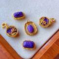 wholesale S925 Sterling Silver Gold Plated Inlaid Natural Charoite Beads DIY Bracelet Necklace Pendant Spacer Bead Accessories-0-0