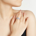 S925 Silver 2ct Moissanite Three-Row Fashion Women's Ring-0-2