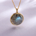 wholesale S925 Sterling Silver Japanese Light Jewelry Vintage Full Moon Series Labradorite Pendant Necklace for Women New Ring-0-0