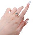 wholesale S925 Silver Gold-Plated with 80 Round White Diamond Inlaid Ring, Fashionable and Versatile Classic Live Stream Style-0-4