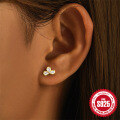 wholesale 925 Sterling Silver Bow Triangle Diamond Flat Head Ear Bone Piercing Stud Earrings-0-3
